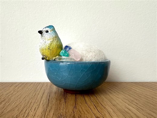 Handmade Felted Pincushion With Bird, Wool Pincushion in Ceramic Bowl, One of a Kind - Etsy