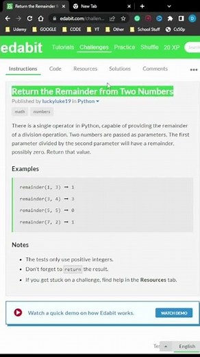 Find the remainder of two numbers! - Simple Python Challenges #1