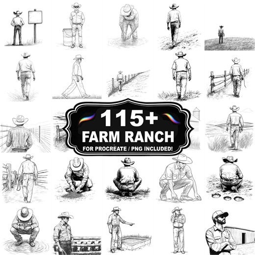 115+ Farm Ranch Stamps for Procreate, Country Landscape Brush Set, Instant Download PNG Included - Etsy Canada