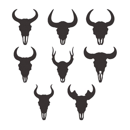 Bull Skull Silhouette Embroidery Design Bundle, Western Cow Skull Longhorn Machine Embroidery File, Instant Download, 9 Size - Etsy