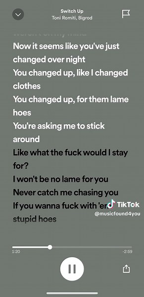 Switch Up - Toni Romiti, Bigrod #fyp #foryou #foryoupage #audio #song #lyric #spotify