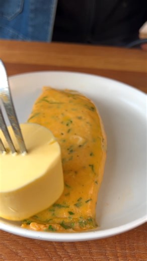 Lesson 15 - How to chop herbs Make an omelette #cookingclassics The true test for any cook - eggs gently cooked, folded and served. Chopped herbs are a must have skill in your arsenal. Omelette (1 Portion) 3 x Eggs 5g Fine herbs (tarragon, parsley, chives) Salt pepper 10g Butter Whisk your eggs, herbs and seasoning together. In a medium-heat non-stick pan add your butter and leave until lightly foaming. Add your eggs and stir with the back of a fork. Once you have scrambled egg texture, knock th