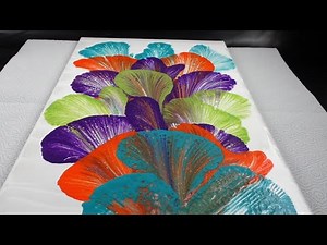 Acrylic Pouring String Pulling Abstract Art - Colorful String Pull Fluid Art !