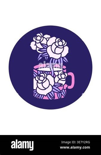 spinning motion animation of a cup and flowers icon