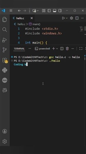 C Programming Typing Effect 💻 | Dark Theme Output #CProgramming #shordvideo