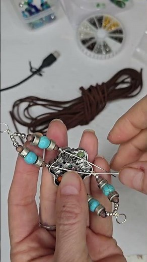 Easy Beaded bracelet Tutorial with wire wrapping and leather. This Western style bracelet is easy.