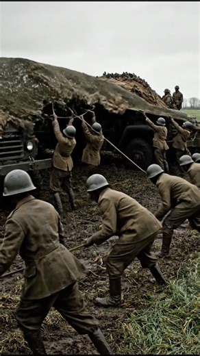 Fields turned into armor when men moved together. James L. Thornton advanced with a reinforced African American unit spreading camouflage and decoys across open farmland in Belgium, 1944. Dozens of Black soldiers dragged nets, set false positions, and reshaped hedgerows while observers scanned the sky. Thornton understood deception protected everyone behind them. This moment captures how World War II survival depended on mass concealment, where African American troops hid entire formations in pl