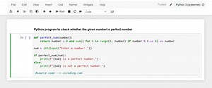 Day 14 : Python Program to check whether the given number is perfect number | Python Coding