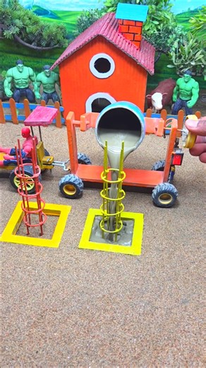 😱 Amazing Mini Tractor Making Cement Pillar | Real Working Machine DIY Build #shorts #youtubeshorts