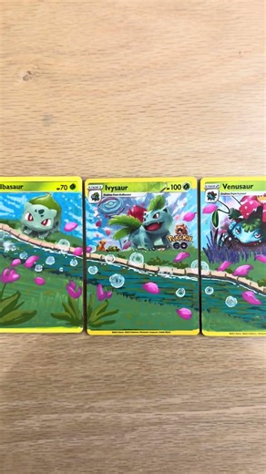 Another full connected art Bulbasaur evolution set #pokemon #bulbasaur #painting #pokemoncards