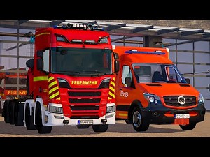 Emergency Call 112 -Tczew_mod Swap Body Vehicle and Fire Brigade Truck First Responding! 4K