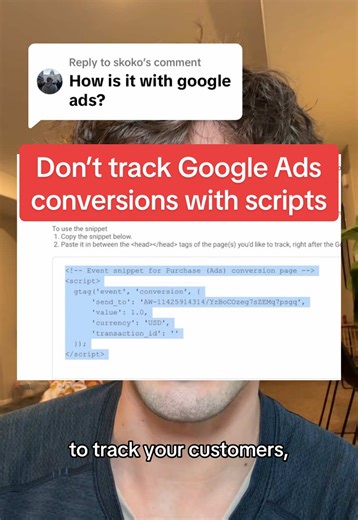 Replying to @skoko the google ads AW script you fire on page loads is driving your cost per lead and purchase way up. Go server side #googleads #mediabuyer #marketingstrategy #leadgen #advertisingagency