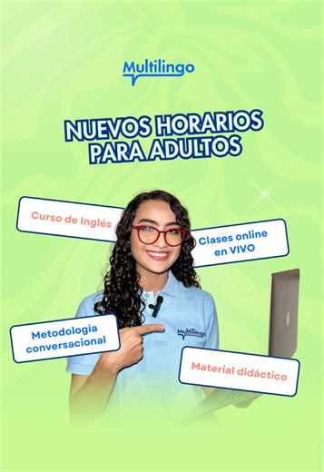 ¿No tienes tiempo para estudiar inglés? ¡Tenemos la solución perfecta para ti! Nuevo grupo para adultos: Jueves y Viernes 5:30 pm - 7:00 pm (CST) 💻 Clases online, 100% en vivo 🎙️ Conversación real práctica continua 📖 Incluye material, seguimiento personalizado y correcciones en clase. Este 2025, tu inglés no puede esperar. 📲 ¡Aparta tu espacio HOY! Cupos limitados. Envíanos un mensaje o escribe la palabra ENGLISH y empieza a cumplir tu meta de hablar inglés fluido. #InglésParaAdultos #Clases