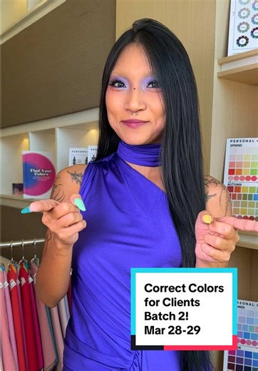 🎨 Correct Colors for Clients Batch 2 က March 28 နဲ့ 29 မှာ ထပ်မံဖွင့်လှစ်သွားမှာဖြစ်ပါတယ် 🎨🙌 🎨Correct Colors for Clients – Color Analysis Basic Level 1 Theory Class 💜✨ ကိုယ်ဖန်တီးပေးတဲ့အရောင်က Client နဲ့ တကယ်လိုက်လား? Color Analyst ဖြစ်ချင်တယ် ဒါပေမဲ့ဘာအခြေခံမှမရှိသေးဘူးလား? ဒီသင်တန်းက သင့်အတွက်ပါ 🌈 🎓 ဒီသင်တန်းက Makeup Artists, Hair Colorists, Fashion Stylists, Designers,Personal Shoppers စတဲ့ Artist တွေ အတွက် Client ကို professional အဆင့် extra service အနေနဲ့ လိုက်ဖက်တဲ့အရောင်ကိုအရင် bas