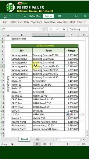 Cara Membekukan Baris dan Kolom di Excel Secara Efektif