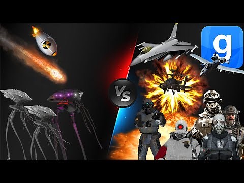 War Of The Worlds TRIPOD Invasion City SNPC Fight Garry's Mod Fire Everything!!!