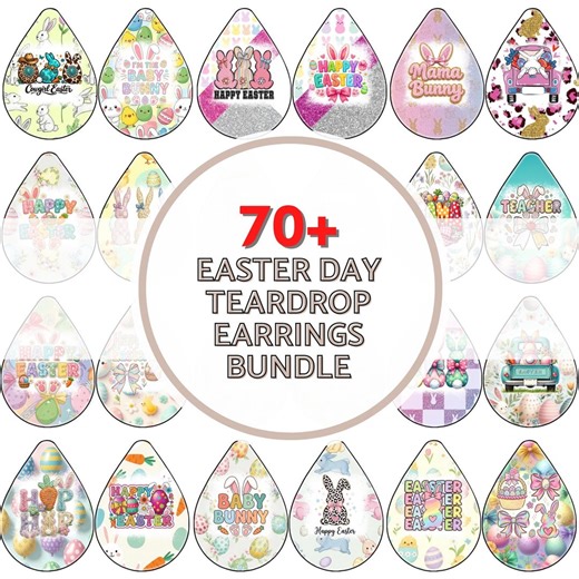 70  Easter Teardrop Earrings Bundle PNG | Bunny Egg Spring Sublimation Designs | Leather Earring Templates | Cute Easter Jewelry Download - Etsy