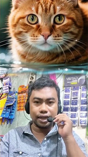 A Cat Steals Fish At The Market #cat #cat #funny #videoshorts #shortsvideo