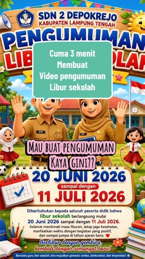 Tutorial atau cara membuat pengumuman libur sekolah berbicara, kalau mau promptnya comment di kolom komentar ya #tutorial #pengumuman #flowai #guru #creatorsearchinsights
