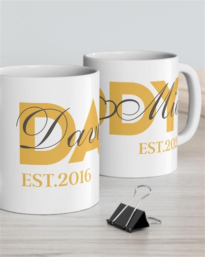 Daddy Mug, Father Gift, Dad Coffee Cup, Fathers Day Present, Family EST Design - Etsy