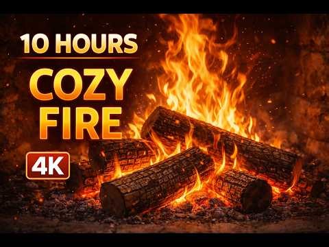 🔥 3 Hours Cozy Fireplace Ambience | Crackling Log Fire Sounds in 4K UHD