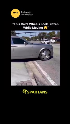 Tech page on Instagram: "This car’s wheels appear frozen while moving due to a visual illusion known as the **stroboscopic effect**. When the rotation speed of the wheels matches the frame rate of a camera or light frequency, the wheels seem to stand still or even move backward. In reality, the car is moving normally, but the captured frames create the illusion of frozen or reversed motion. This fascinating phenomenon shows how timing and perception can trick the human eye and make fast motion a