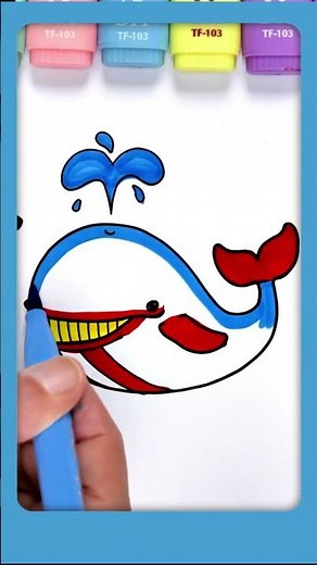 Cute Whale Coloring Page for Kids 🐳 | Easy Ocean Animal coloring #coloring #animals #shorts