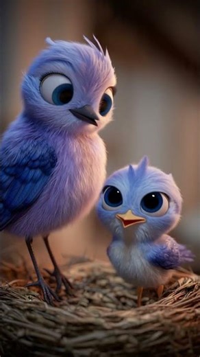 Baby birds learning to fly