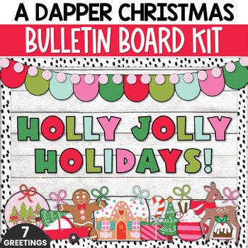 Preppy Christmas Bulletin Board Kit, Bright December Bulletin Board Door Decor