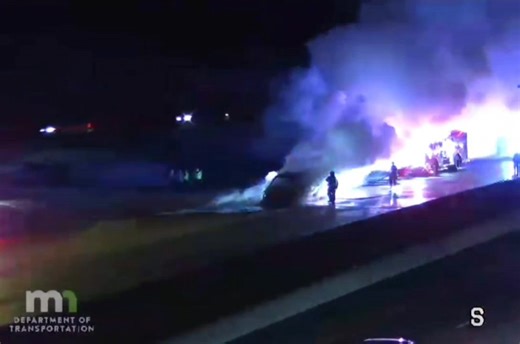 EAGAN, MN - 8:12 PM: Eagan Fire, Eagan Police, and Minnesota State Patrol were called to a fully engulfed vehicle fire on northbound Cedar Avenue at I-35E. Northbound Cedar Ave is closed while crews work to extinguish the fire. This is still developing. Road has reopened and vehicle has been cleared! | Limitless Media