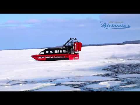 24' Airboat Over Ice and Water Demonstrating Maneuverability
