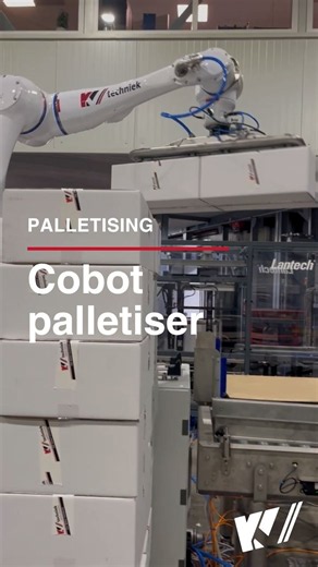 Cobot palletiser for boxes and crates | KV-Techniek