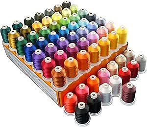 New brothread 64 Spools 1000M (1100Y) Polyester Embroidery Machine Thread Kit for Professional Embroiderer and Beginner Each Spool with Locking Base Resists Thread Tangling