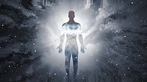 Human Body Silhouette with abstract Wave effect