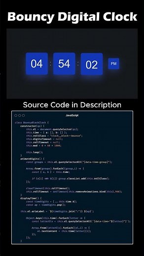 Bouncy Digital Clock UI using HTML, CSS & JavaScript ⏰✨