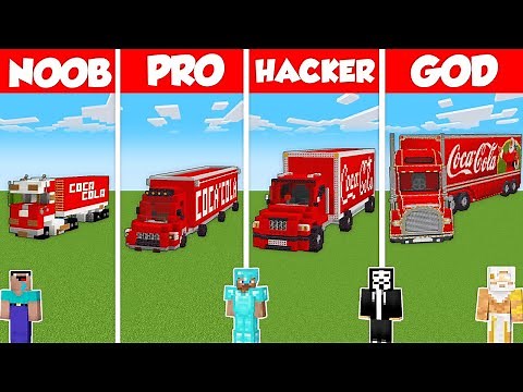 COCA-COLA TRUCK HOUSE BUILD CHALLENGE - Minecraft Battle: NOOB vs PRO vs HACKER vs GOD / Animation