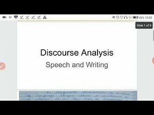 Discourse Analysis- speech and Writing
