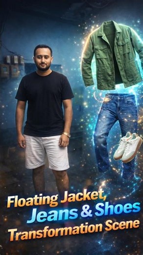 💥 Floating Jacket, Jeans & Shoes Transformation Scene.