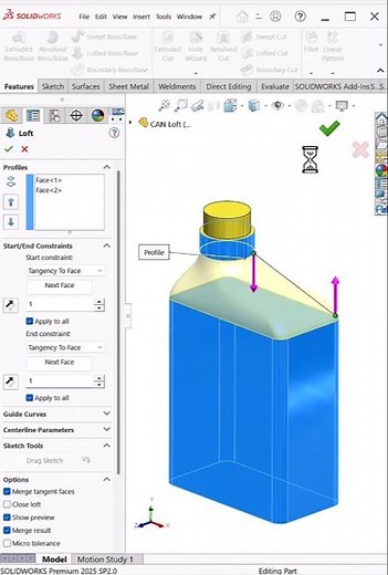 Quick CAN Design in SolidWorks | Loft + Shell Tool Tutorial #shorts