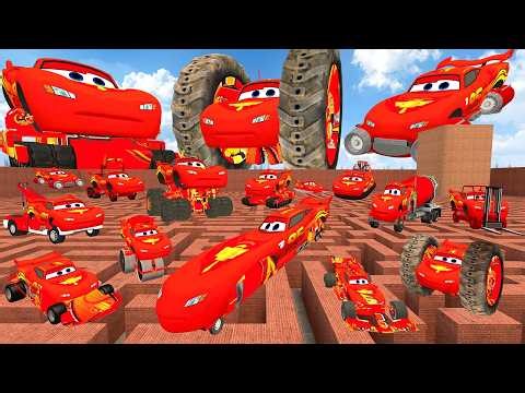 ALL TYPES LIGHTNING MCQUEEN CARS LIMOUSINE MONSTER TRUCK RAMP BUGGY TOW TRUCK BIG MAZE Garry's Mod