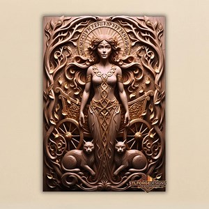 Norse Goddess STL Relief | Freya Chariot CNC Model | Mythology Wall Panel | Wood Carving STL | Aspire Carveco Cnc File - Etsy
