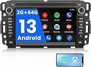 Android 13 [2G+64G] Car Radio for Chevrolet Chevy Silverado Tahoe GMC Sierra Yukon, 7 Inch Touch Screen Stereo with GPS WiFi SWC Wireless Apple CarPlay Android Auto