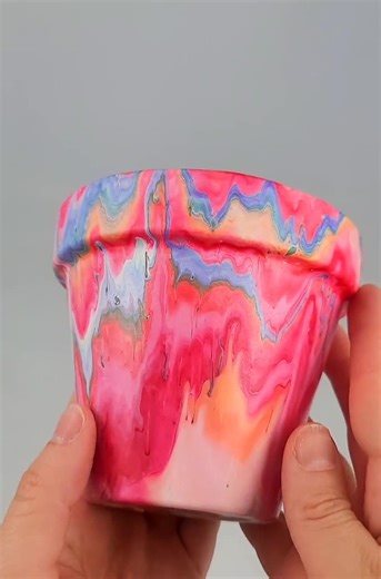 Hand Painted Terracotta Flower Pot: Acrylic Pour Art - Etsy