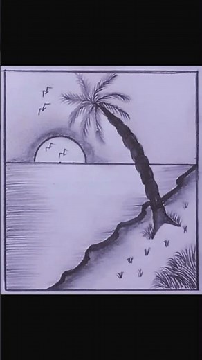 How to draw a sea scenery | Easy drawing tutorial | Easy landscape scenery drawing | drawing | arts|