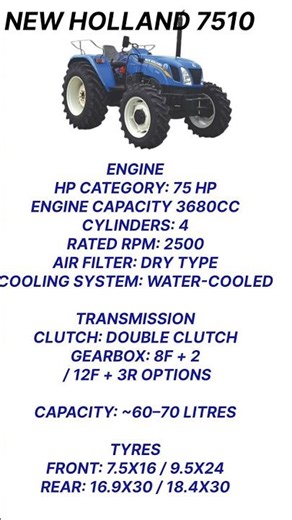 new Holland 75 hp ka tractor