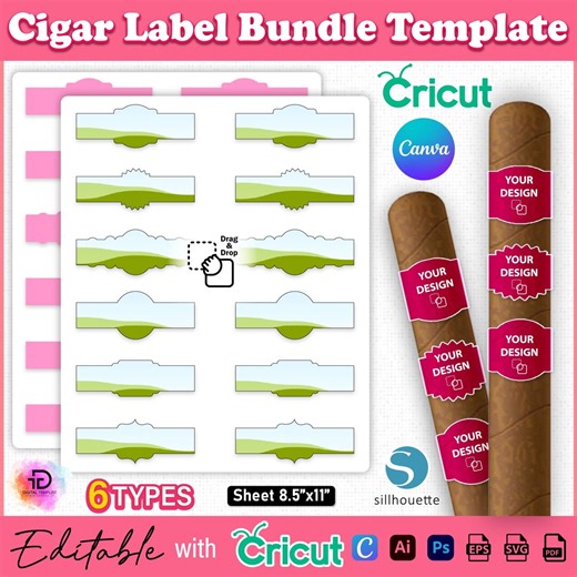 Cigar Label Template, Cigar Label Svg, Cigar Sticker Template Bundle, Cigar Wrapper Template, Cigarette Sticker Template, Custom Cigar Bands - Etsy