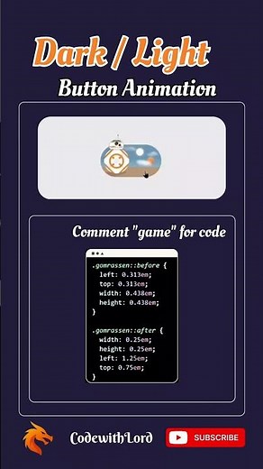 Dark / Light Toggle Button Animation Using Pure CSS 🌙☀️ | Modern UI Design Tutorial