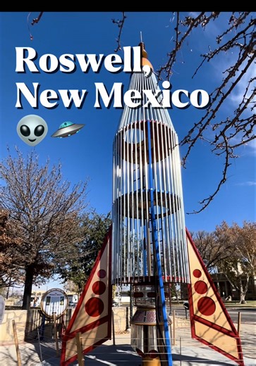 Roswell, New Mexico understood the assignment 👽✨ Every corner, every shop, every mural leans ALL the way into the alien   UFO lore this town is famous for. If you’re road-tripping through New Mexico or exploring the Southwest on Route 66, Roswell is a must-visit for anyone obsessed with quirky small-town culture, extraterrestrial history, and all things weird   wonderful. 📌Add this iconic UFO destination to your travel bucket list! 🌌🚐 ✨Follow @The_Roamsteaders for more family RV travel, nati