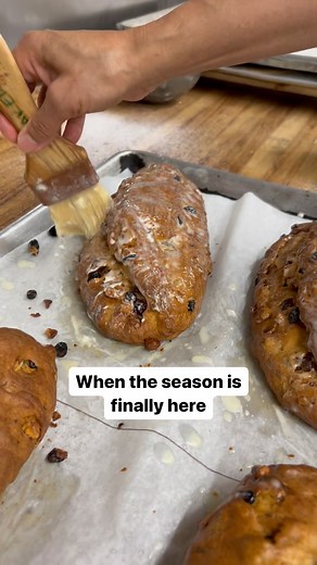 Have you been waiting for this all year!? Stollen is fruit bread made with nuts and spices, and typically served around the holidays. It’s rich, buttery, and we make them fresh! Come get yours 😍 . . #foodreel #feedfeed #delish #woah #wheretogo #whattoeat #stollen #german | GermanDeli.com