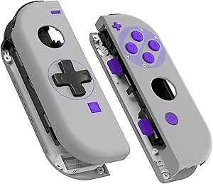 eXtremeRate Classics SNES Style Joycon Handheld Controller Housing (DPad Version) Full Buttons, Replacement Shell Case for Nintendo Switch & Switch OLED Joy-Con – Console Shell NOT Included